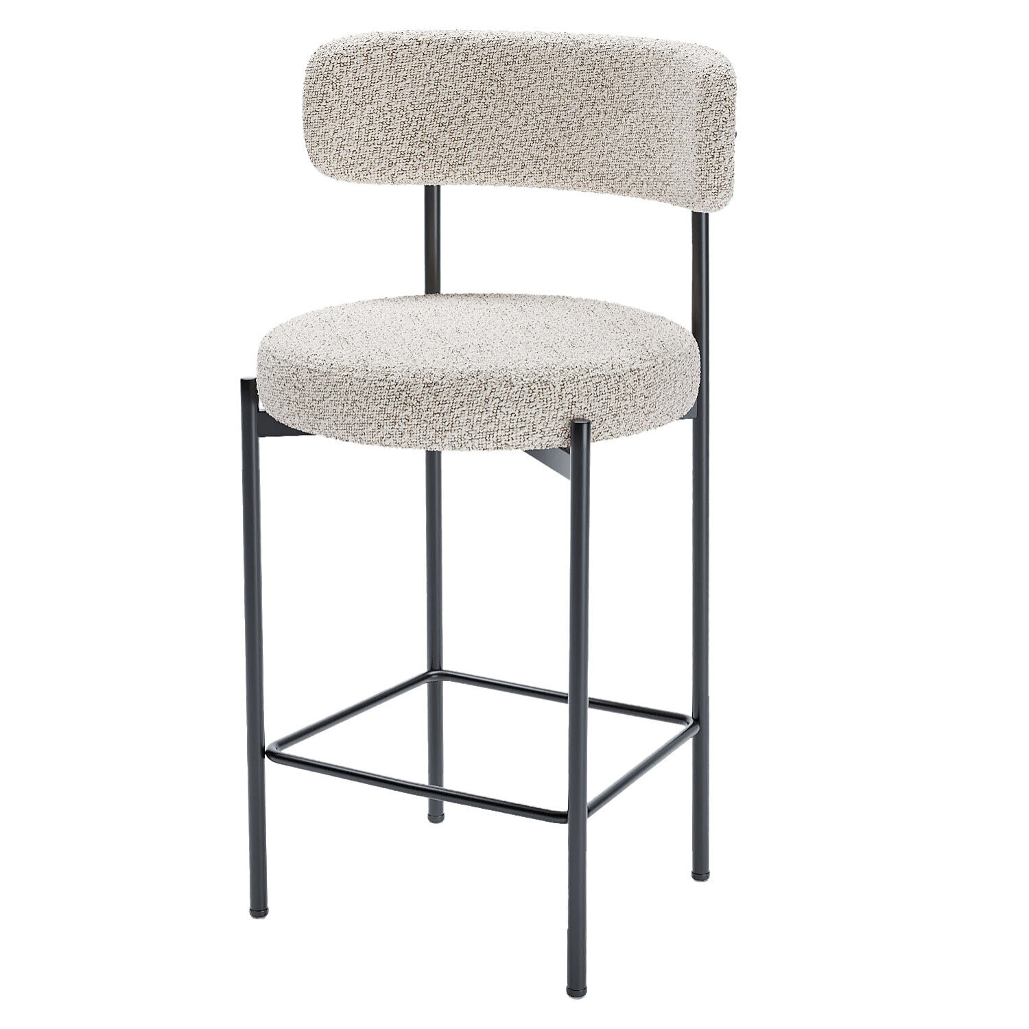 Lot de 2 fauteuils de bar bouclette grise et blanche Lili