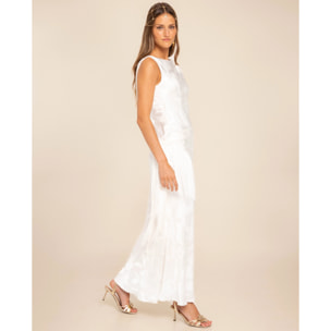 Vestido largo con escote drapeado en espalda