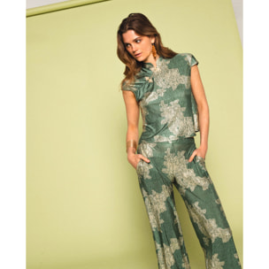 Top jacquard con alamares