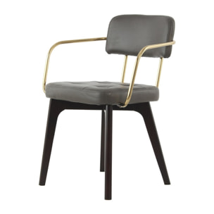 Sedia di design Manchester in ecopelle antracite e metallo oro
