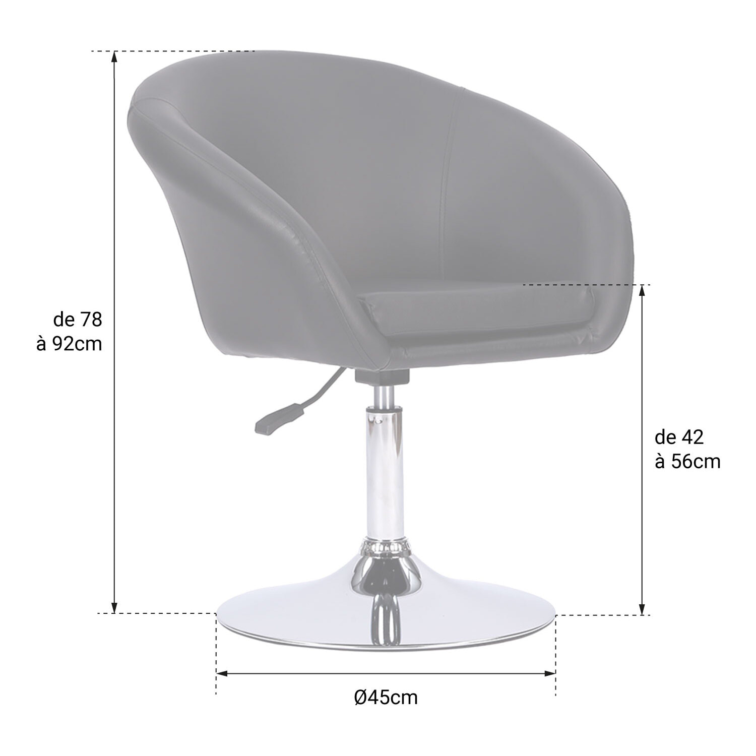 Tabouret de bar en simili gris GABIN