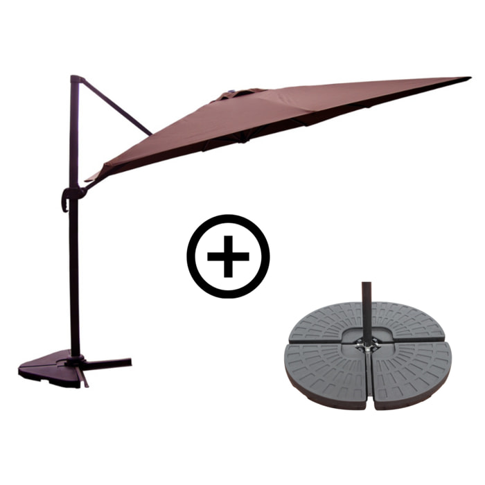 RAFAELA Ensemble parasol  marron et 4 dalles à lester