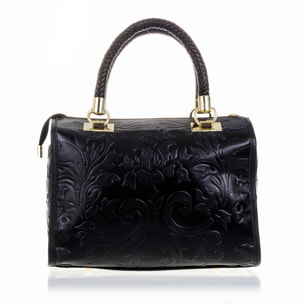 Faenza Borsa tote Donna.Pelle autentica Camoscio Incisione Fiori