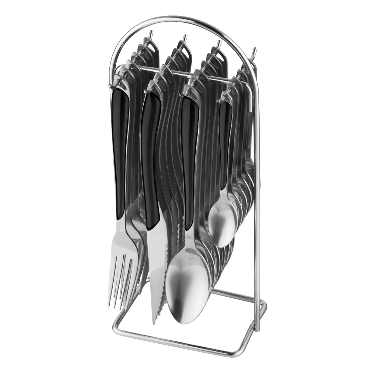 Solstice Nero - Posate da 24 pezzi su supporto