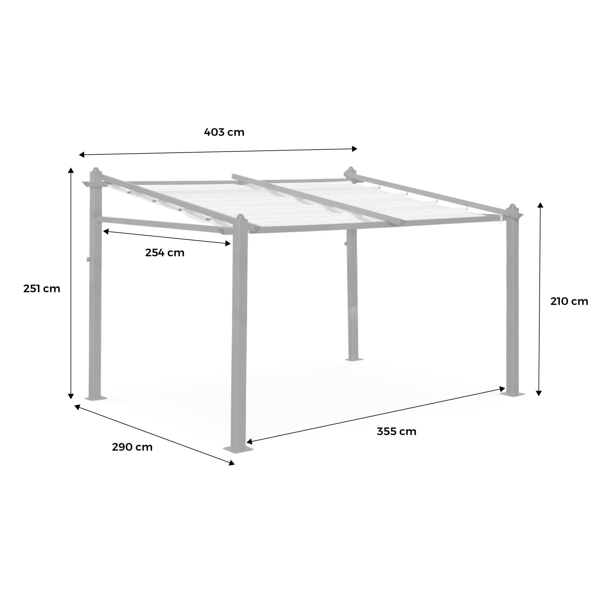 Pergola murale en aluminium - Murum 3x4m - Toile beige - Tonnelle idéale pour votre terrasse. toit retractable. toile coulissante. structure aluminium