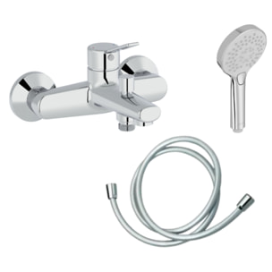 Mitigeur baignoire Eo + pommeau de douche Metro + flexible de douche lisse