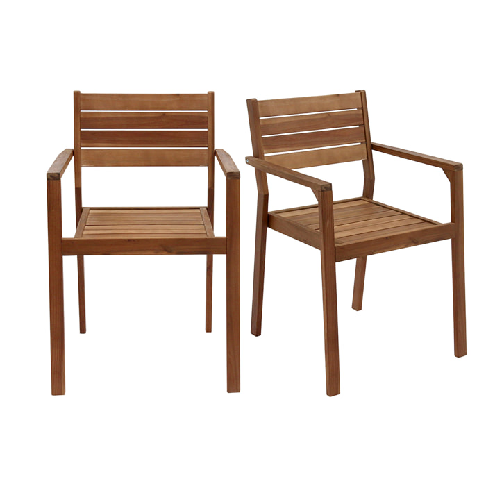 Fauteuils de jardin empilables en bois massif (lot de 2) CANOPEE