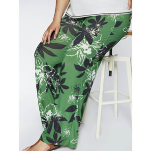 Fiorella Rubino - Pantalones en tejido de punto con estampado de hojas - Verde