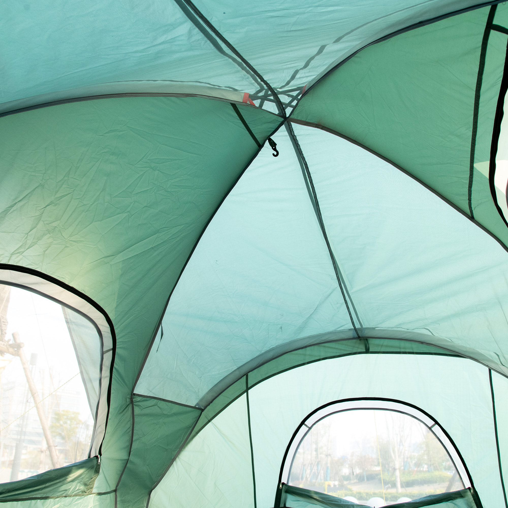 Tente de camping familiale 5-6 pers. - porte, 2 fenêtres - vert