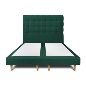 Lit avec tête de lit capitonnée velours et sommier tapissier Ep14