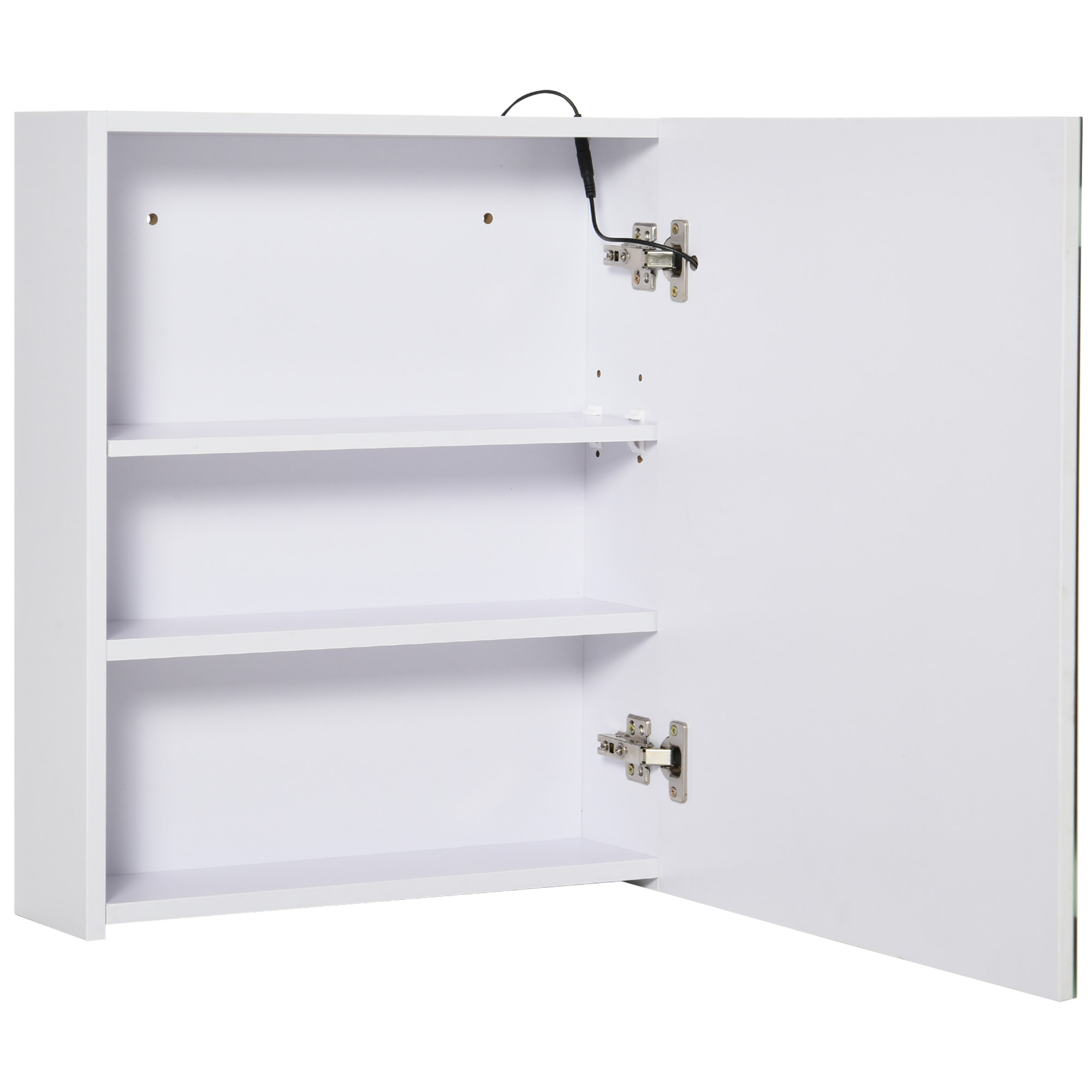 Miroir lumineux LED armoire murale design de salle de bain 2 en 1 dim. 50L x 15l x 60H cm MDF blanc