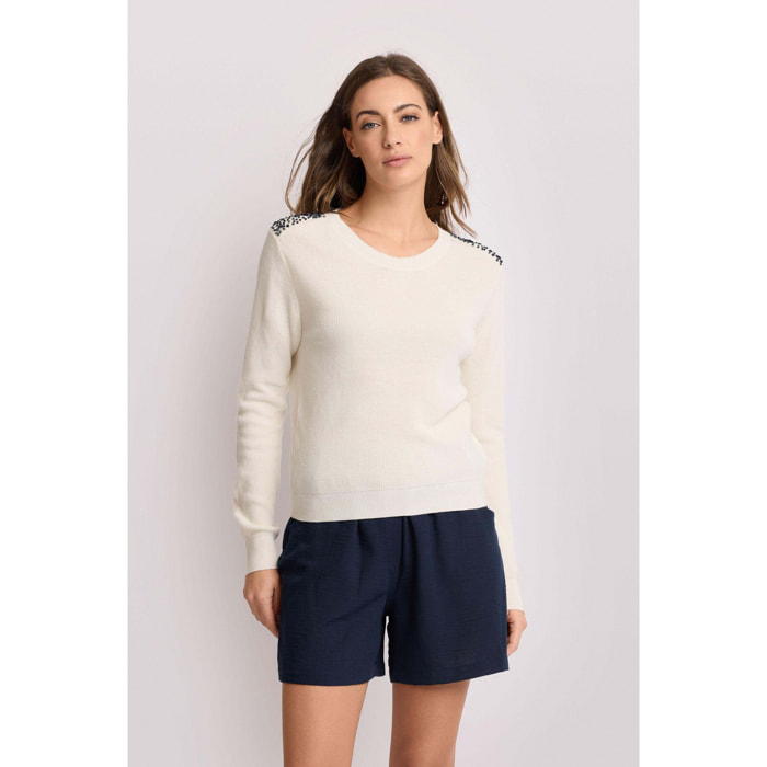 Kocca - Maglia gioiello a maniche lunghe Donna, Tinta unita, Girocollo