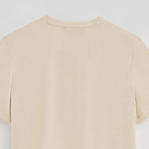 Camiseta beige básica de cuello redondo y bordado Rigby Best