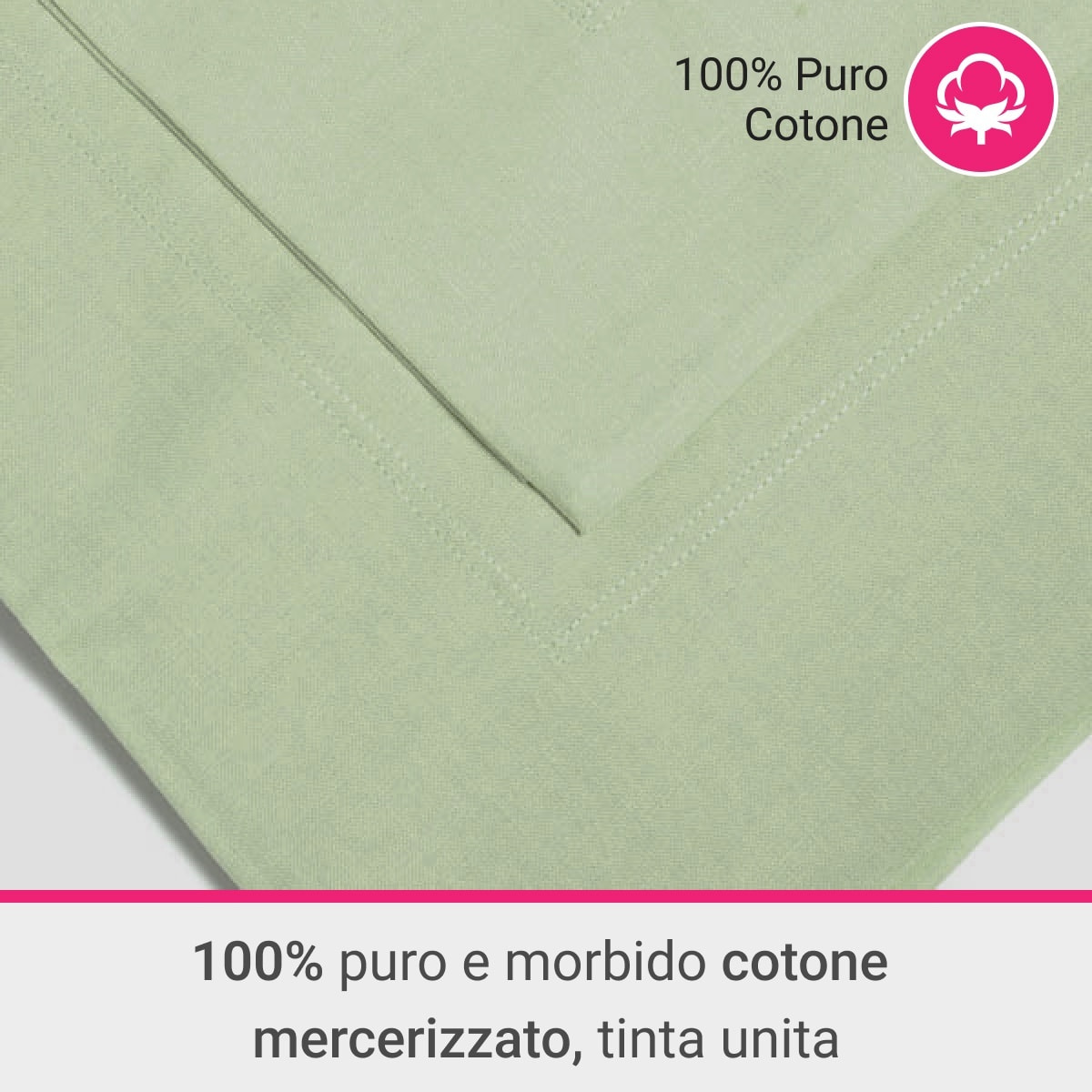 Coppia Federe 3 volani IPERSAN Puro Cotone Salvia