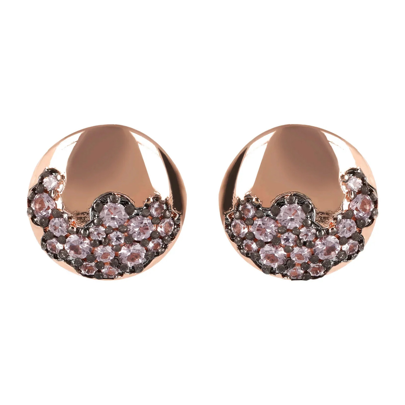 Orecchini a Bottone con Pavé in Cubic Zirconia Bianche