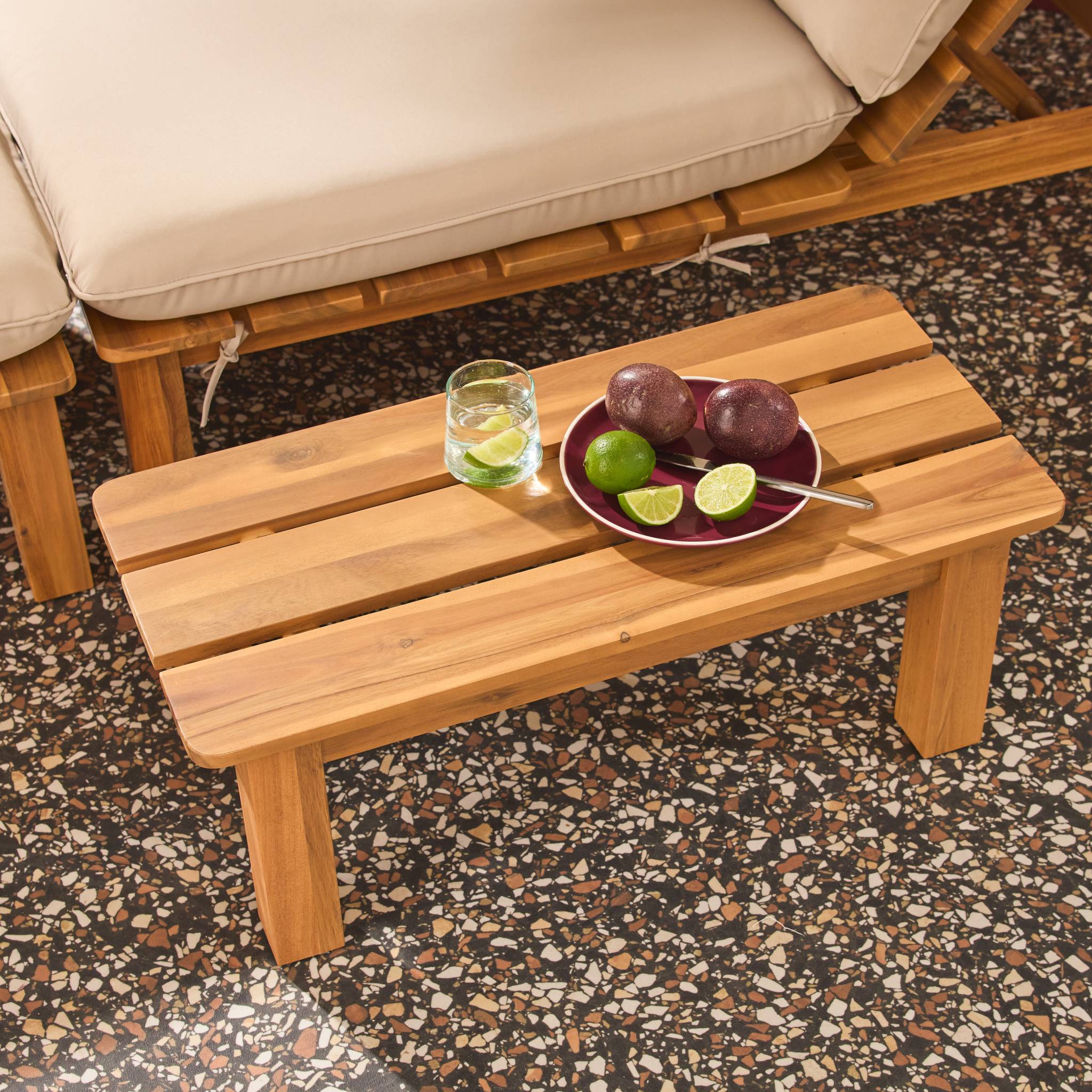 Salon de jardin modulable bois d'acacia multi positions 1 place MAE