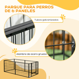 Parque para Perros de 6 Paneles Corralito para Perros Valla Metálica para Mascotas con Ancho Ajustable y Marco de Acero 82,5-150x79x61 cm Negro