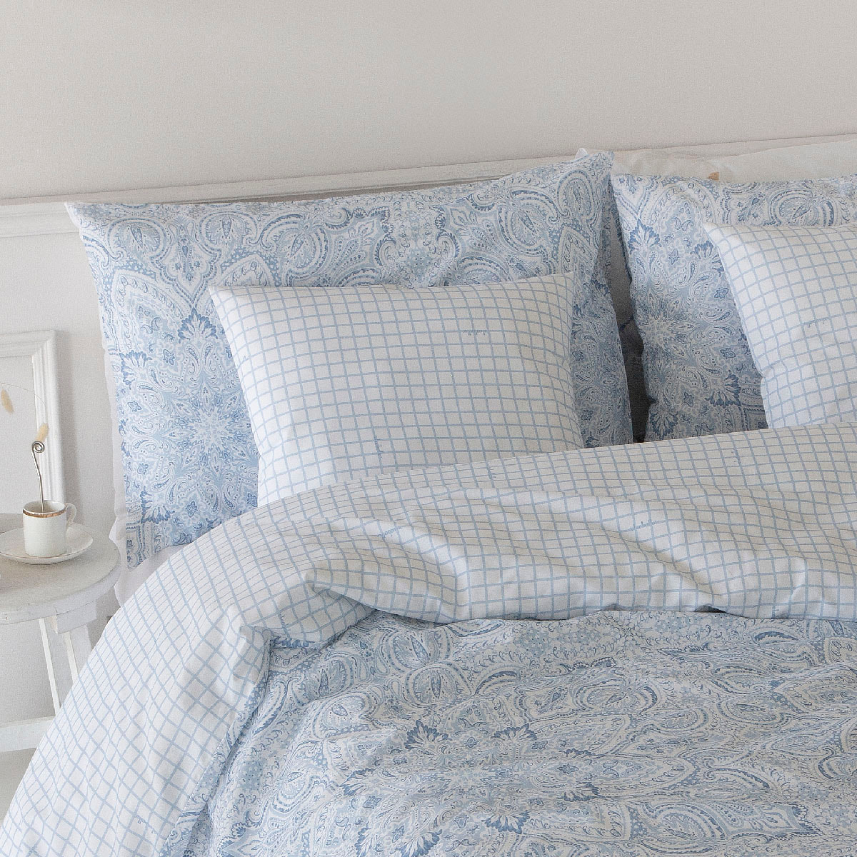 2 Fundas de almohada 50x50 cm azul REALEJO - 100% algodón -