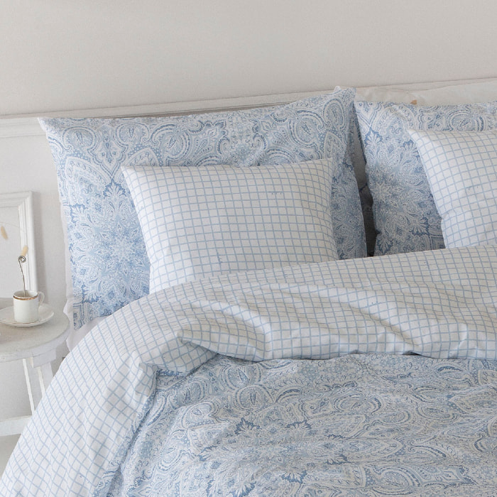 2 Fundas de almohada 50x50 cm azul REALEJO - 100% algodón -
