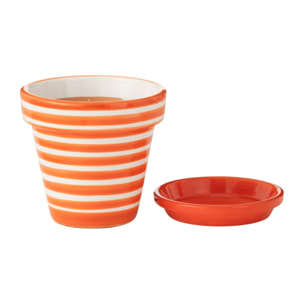J-Line cache-pot Granada Stripes Handmade + Painted - céramique - orange - small - Ø 21 cm
