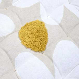 Galette de chaise en polycoton capitonnée à motif marguerites - Jaune moutarde