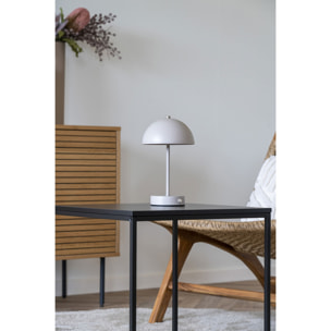 Lampada da tavolo Holt ricaricabile in metallo color sabbia e acciaio