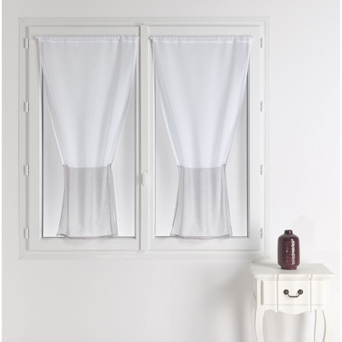 Paire de petits voilages bicolore - Gris clair