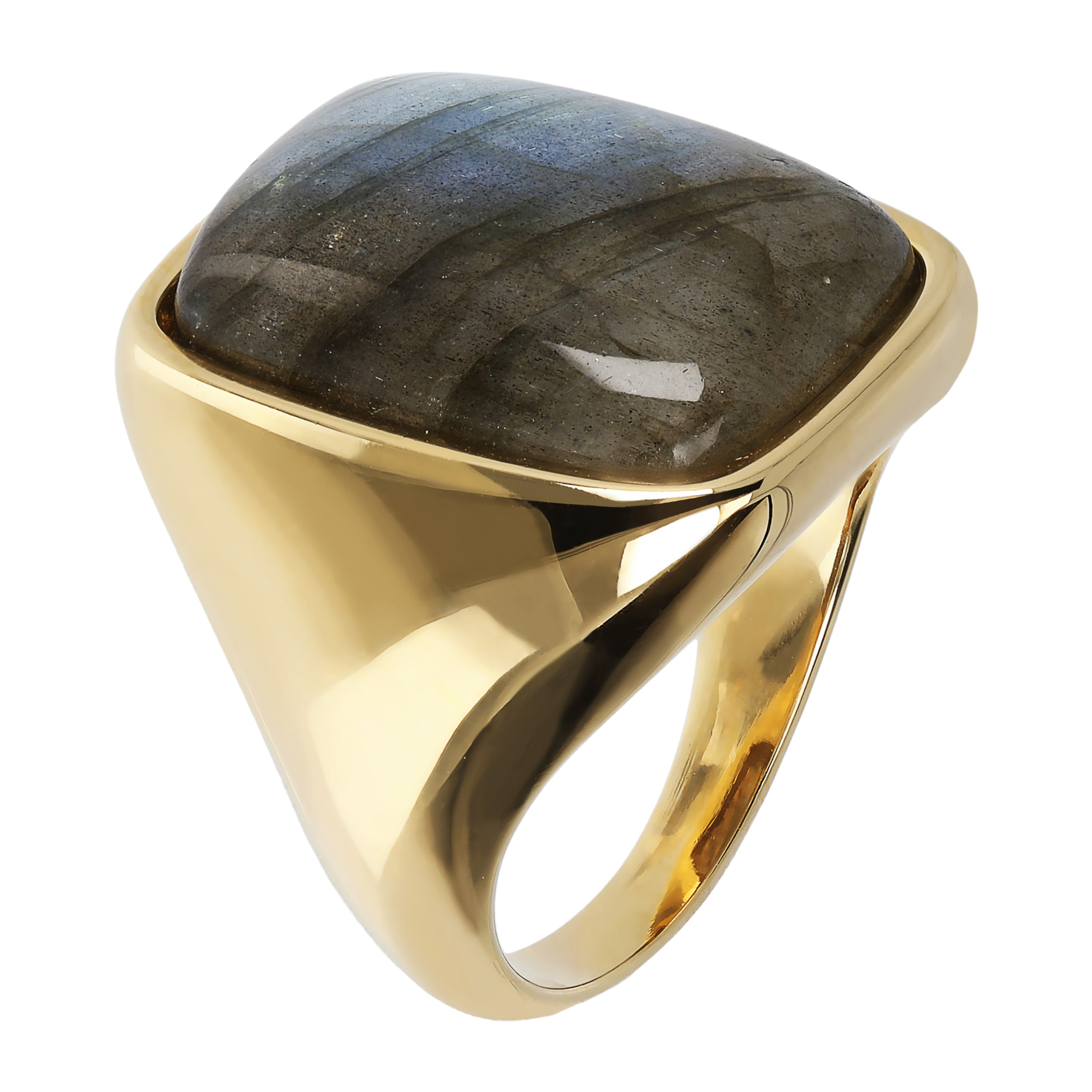 Anello Chevalier Rettangolare con Pietra Naturale Labradorite