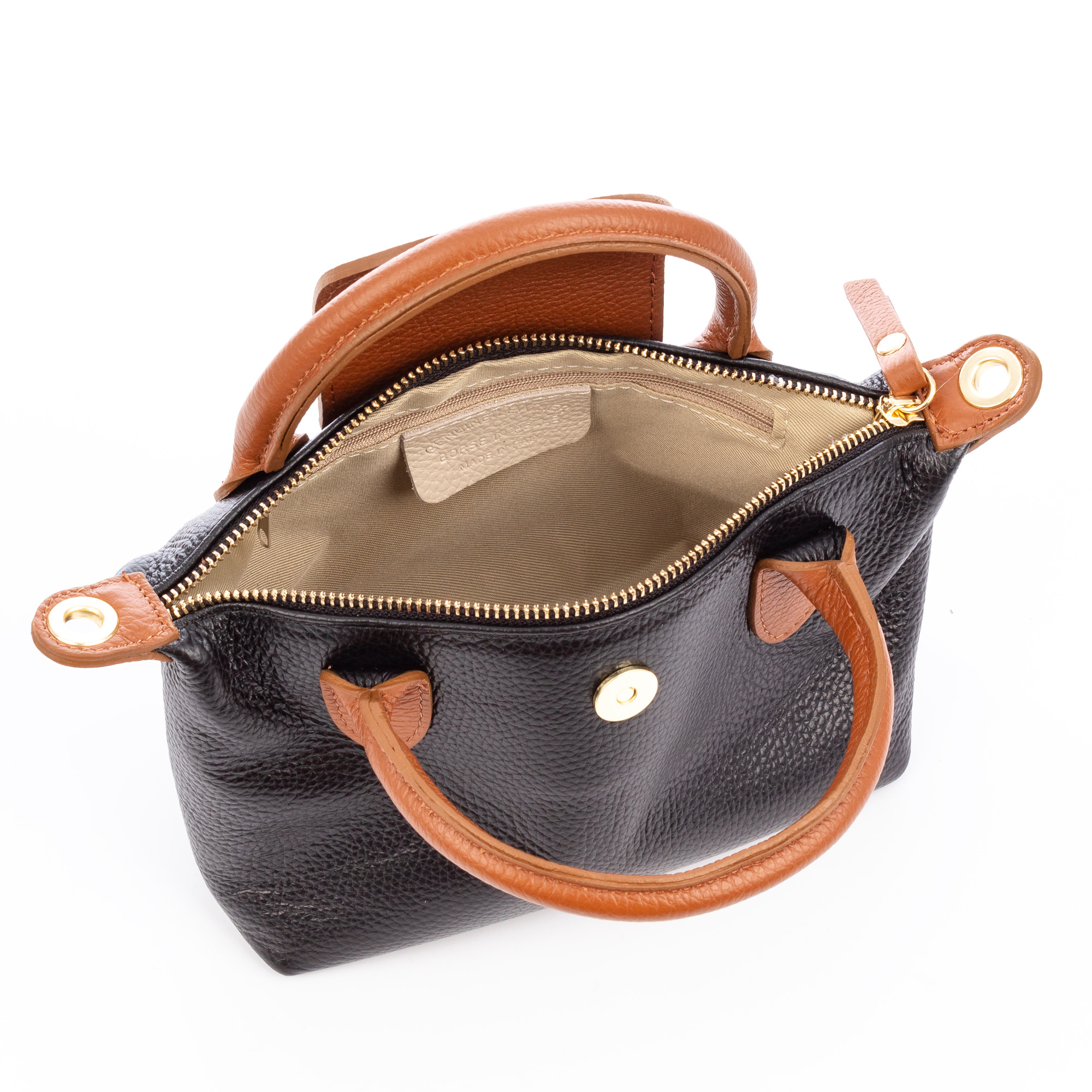 Aurano bolso bandolera tipo Tote mujer. Piel auténtica Dollaro bitono.