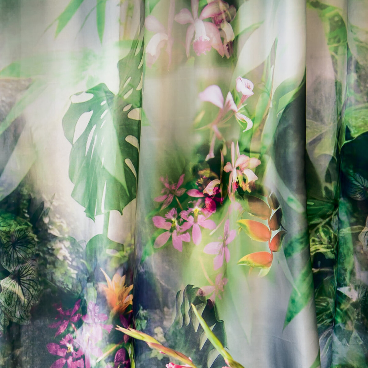 Rideau de douche Polyester JUNGLE 180x200cm Vert Spirella