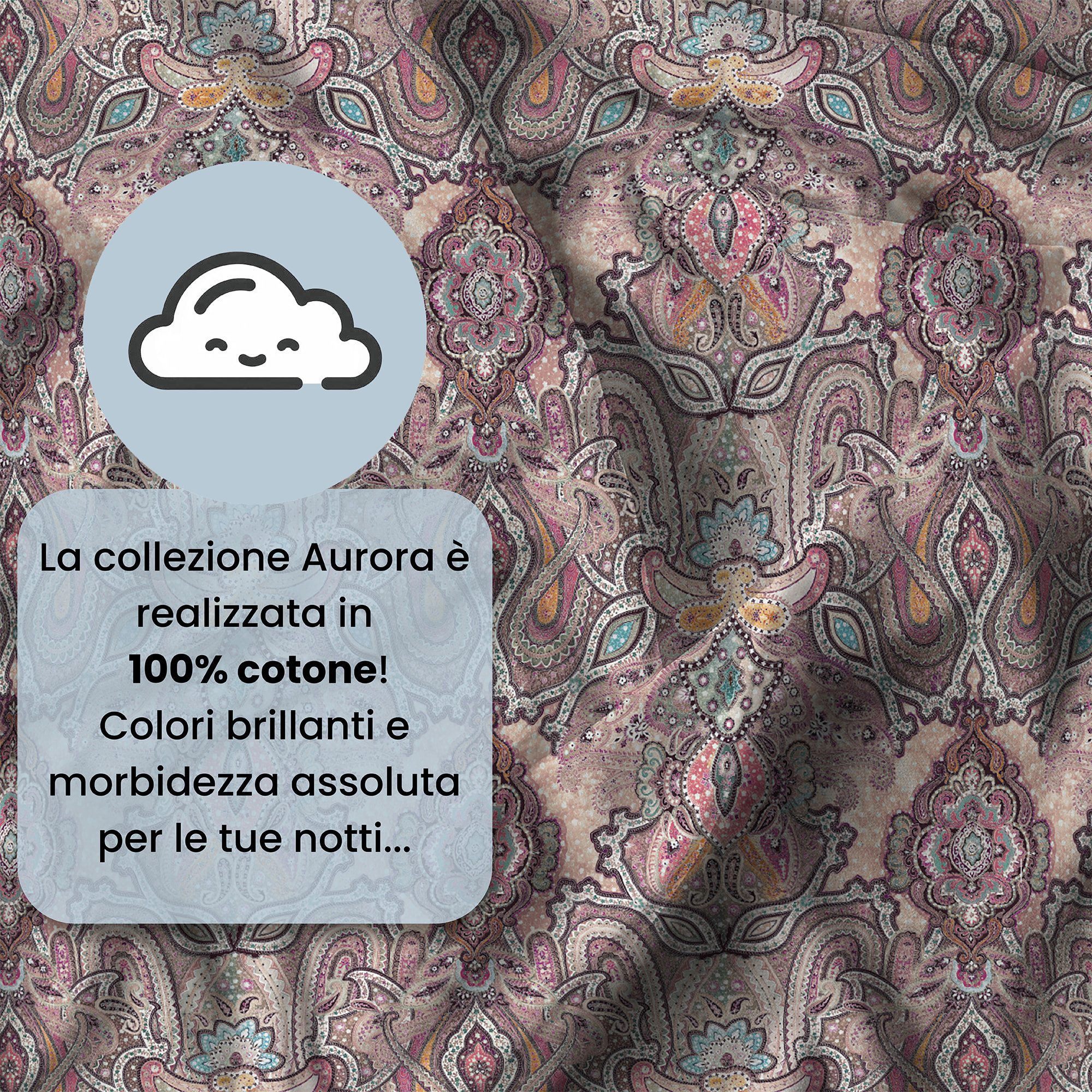 PARURE COPRIPIUMINO MATRIMONIALE AURORA STAMPA DIGITALE -100% cotone Made in Italy