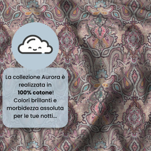 PARURE COPRIPIUMINO MATRIMONIALE AURORA STAMPA DIGITALE -100% cotone Made in Italy