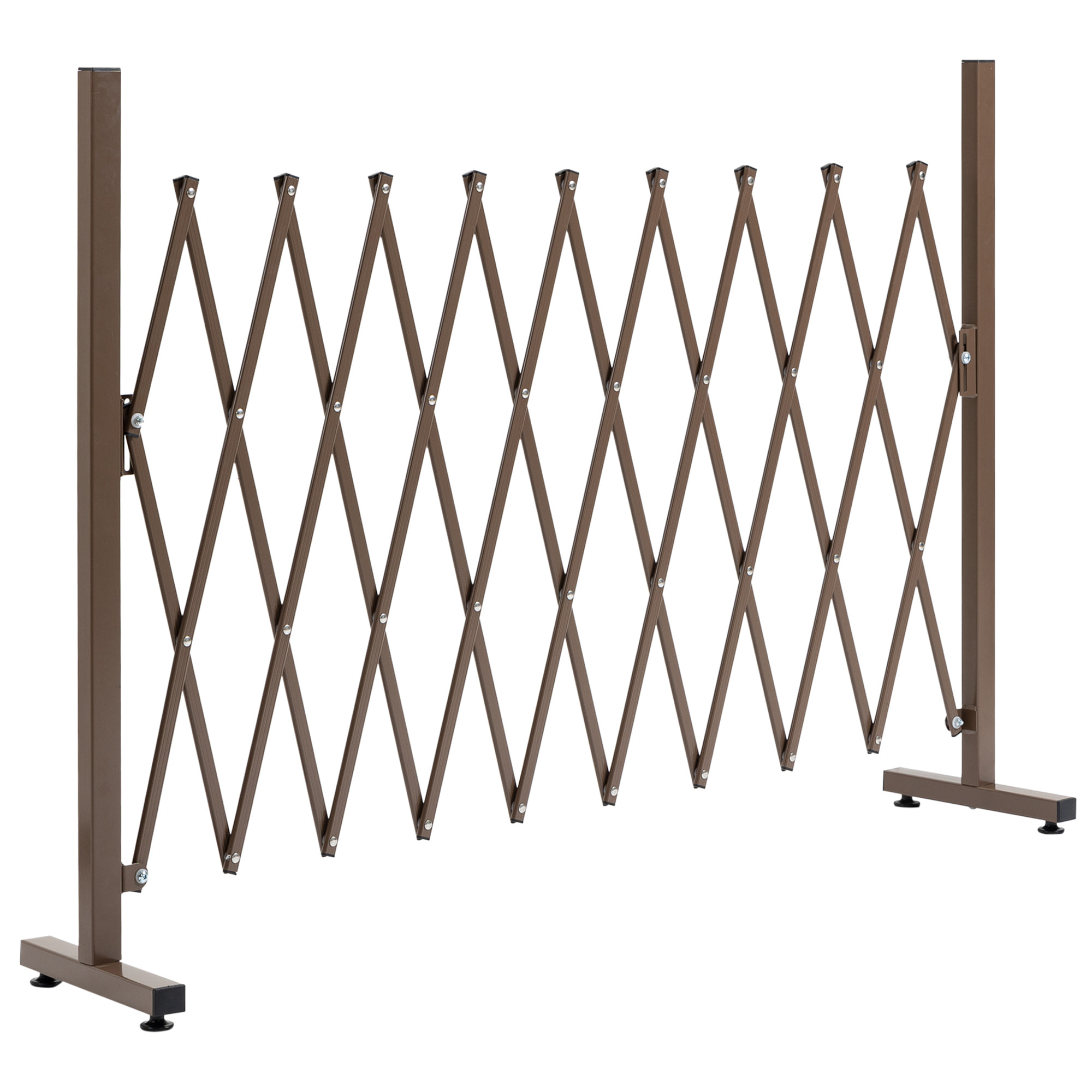 Valla de Jardín Exterior de Aleación de Aluminio Puerta de Jardín Exterior Extensible Valla Metálica para Decoración Terraza Patio 250x31x103,5 cm Café Oscuro