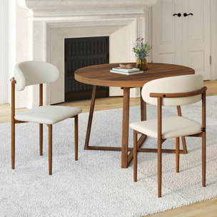 Chaises Callisto tissu beige pieds effet noyer - lot de 6