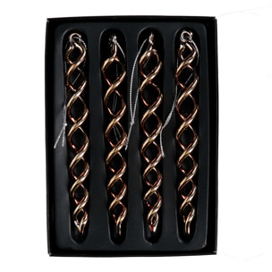 Set di 4 addobbi per albero in vetro ghiacciolo spirale oro cm16x12h2,5