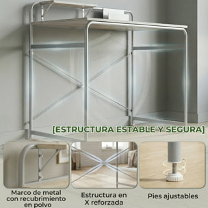 Escritorio, Mesa de Escritorio Moderno con Estante y Estructura de Metal, Fácil Montaje para Oficina en Casa, Dormitorio, Espacios Pequeños, 98x48x88,5 cm, Roble