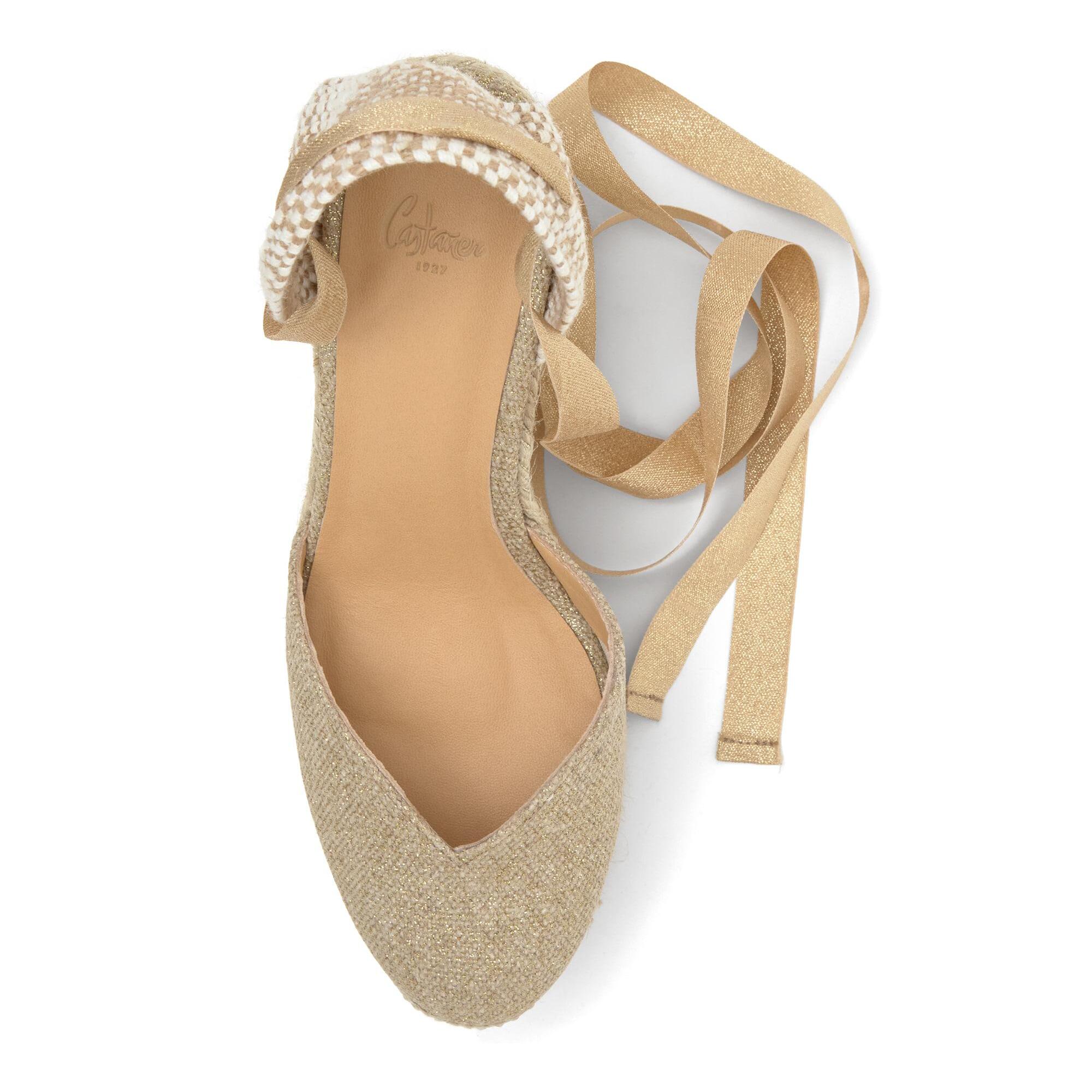 Alpargatas de cuña de mujer Chiara cierre mediante lazada y doble plataforma