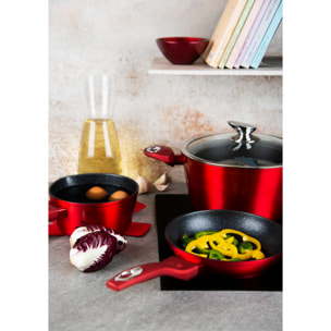 Padella 20 cm con Salvapadella Excelsa – Phoenix, Alluminio Forgiato Rosso