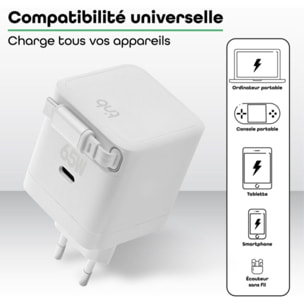 Chargeur + câble TNB GAN USB-C charge rapide + cable 70cm