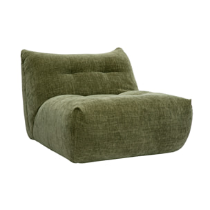 Fauteuil lounge en tissu effet velours texturé vert kaki BUMPY