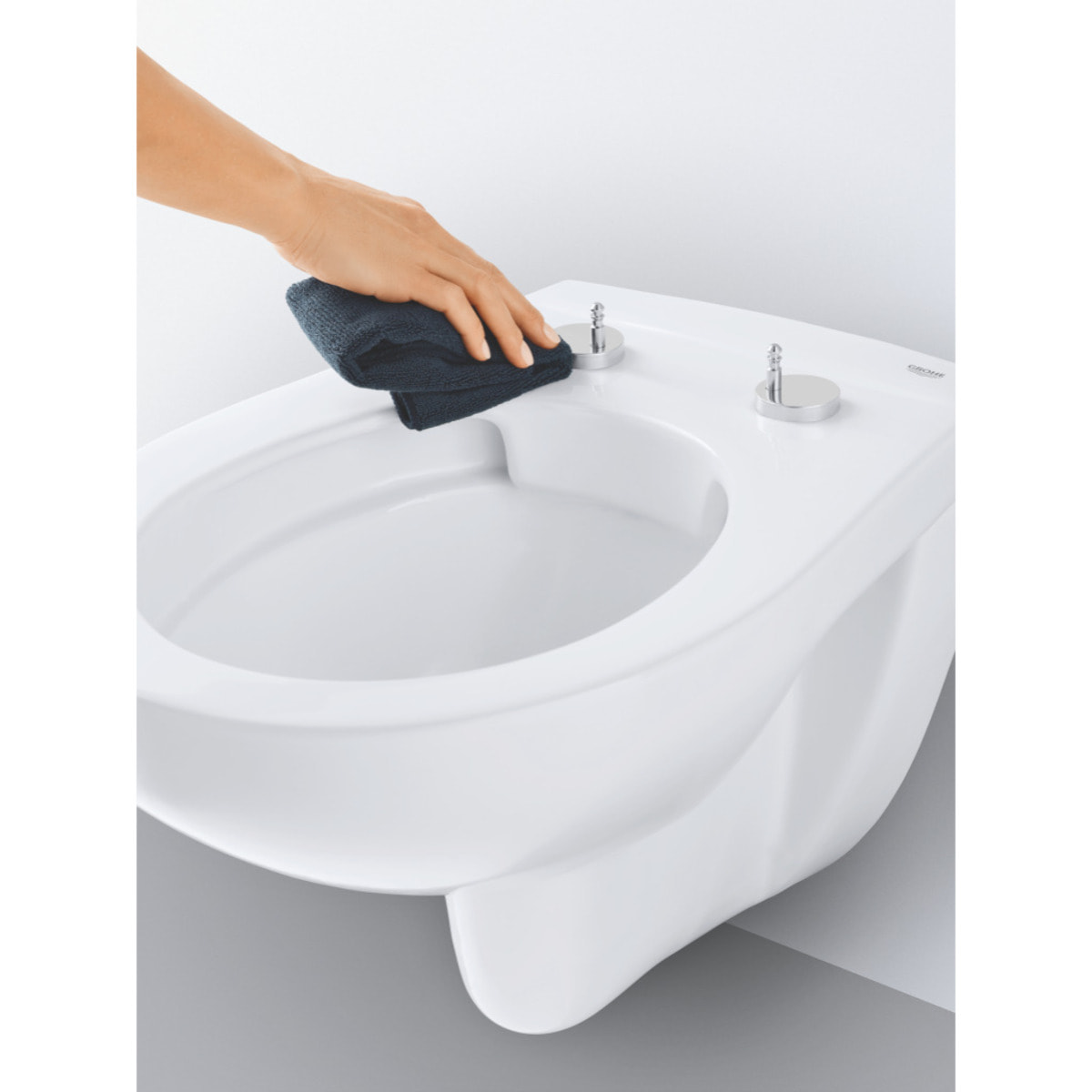 Pack WC Bati-support Geberit Duofix + WC Grohe Bau Ceramic + Abattant softclose + Plaque blanche (BauGeb3)