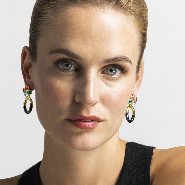 Pendientes con Circonita Multicolor acabado oro 18k