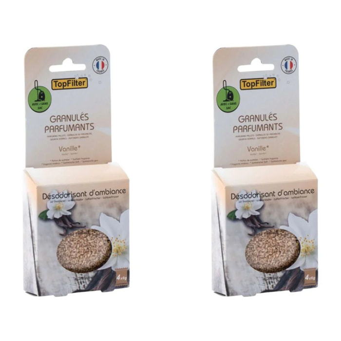 Lot de 2 x 4 Sachets de granulés de parfum pour aspirateur à la vanille TopFilter