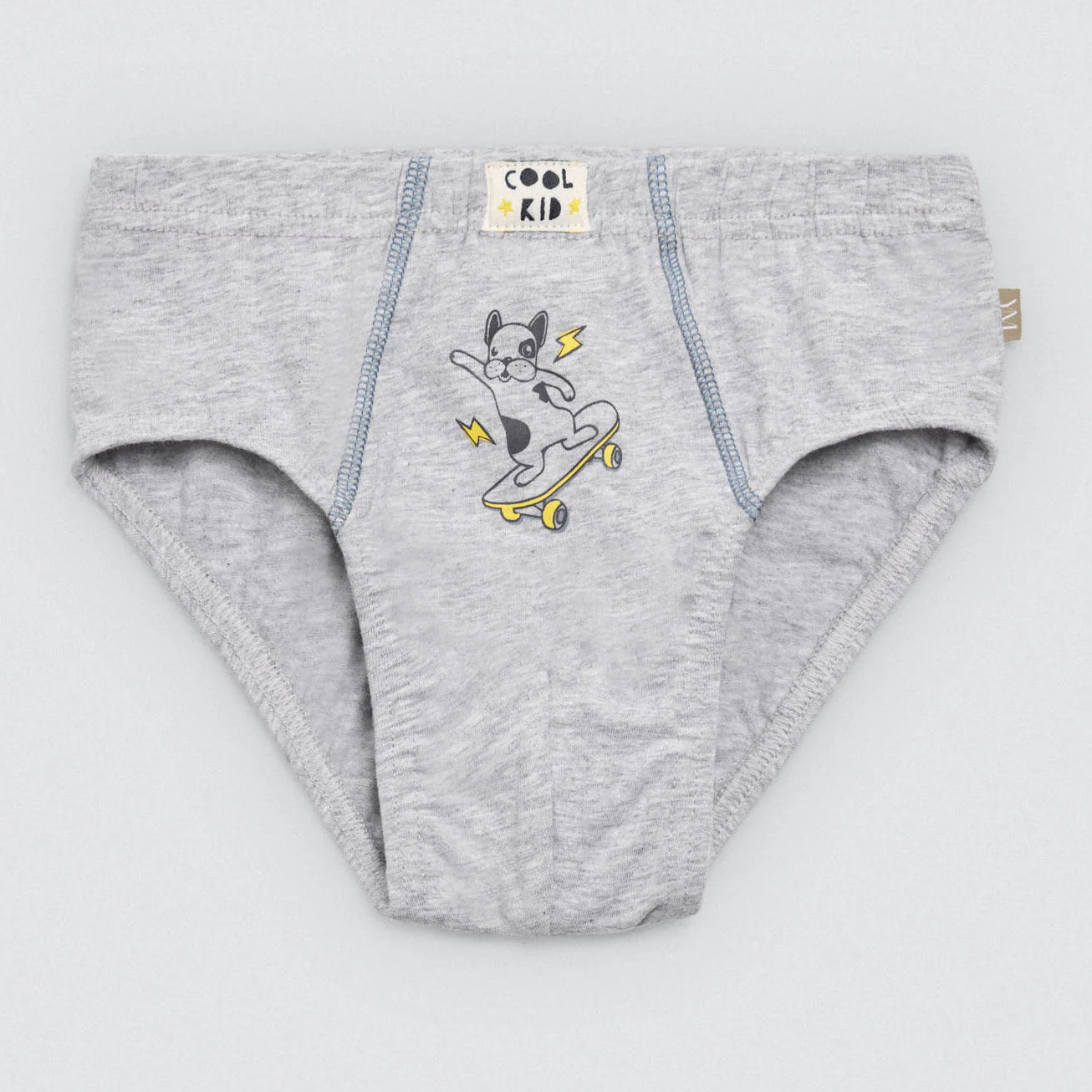 Confezione da 2 slip in cotone per bambini con stampa di un fulmine e di un cane