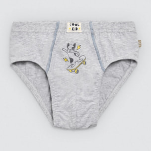 Confezione da 2 slip in cotone per bambini con stampa di un fulmine e di un cane