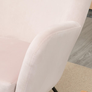 HOMCOM Silla Mecedora Tapizada en Terciopelo Sillón Balancín Relax con Asiento Acolchado Reposabrazos y Pies de Madera de Haya para Salón Dormitorio 65x87x102 cm Rosa