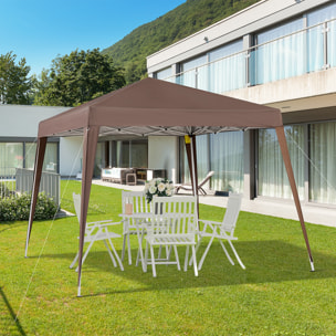 Carpa Plegable 3x3 m, Pop-up, Cenador Pabellón de Jardín, Altura Ajustable con Bolsa de Transporte, Anti-UV, Impermeable, Gazebo para Camping, Fiestas, Exterior, Café