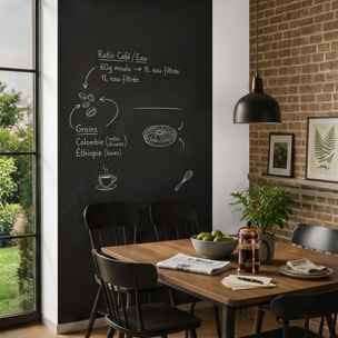 Sticker ardoise tableau noir - stickers muraux adhésif effaçable - ARDOISE GÉANTE 200X60 CM ET 4 CRAIES LIQUIDES