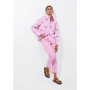 Camicia in popeline con stampa leopardata