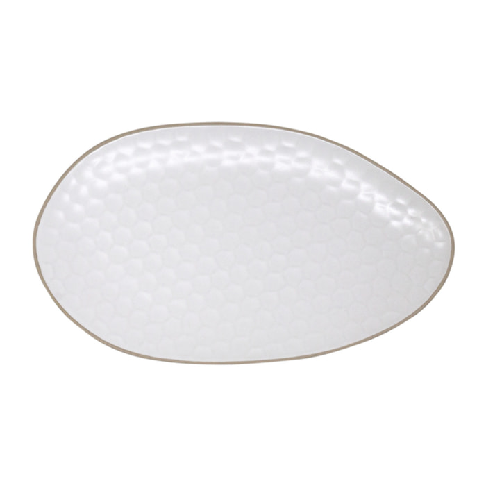 Piatto da portata ovale Impronte in stoneware